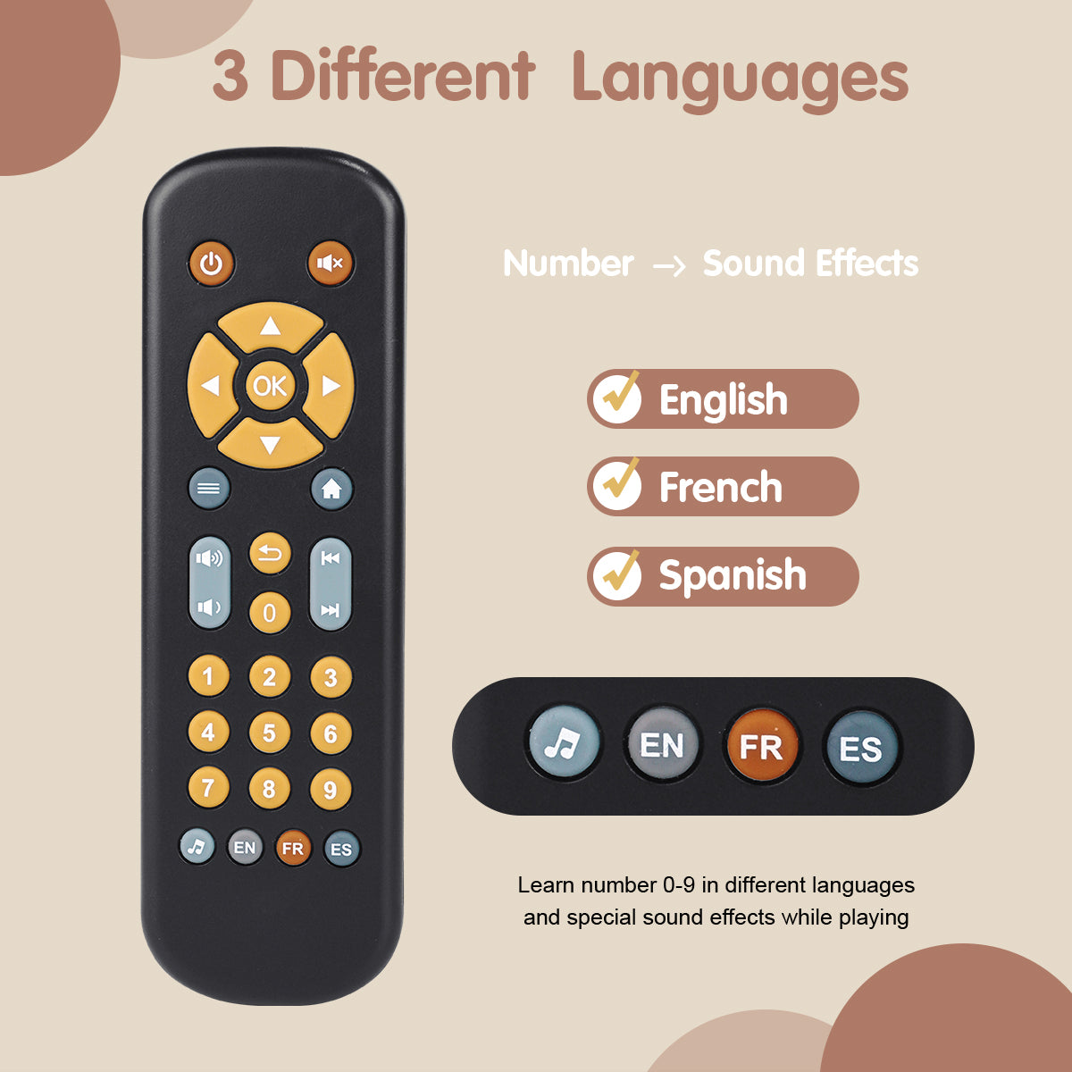 Trilingual Pretend Remote Control Toy | Black