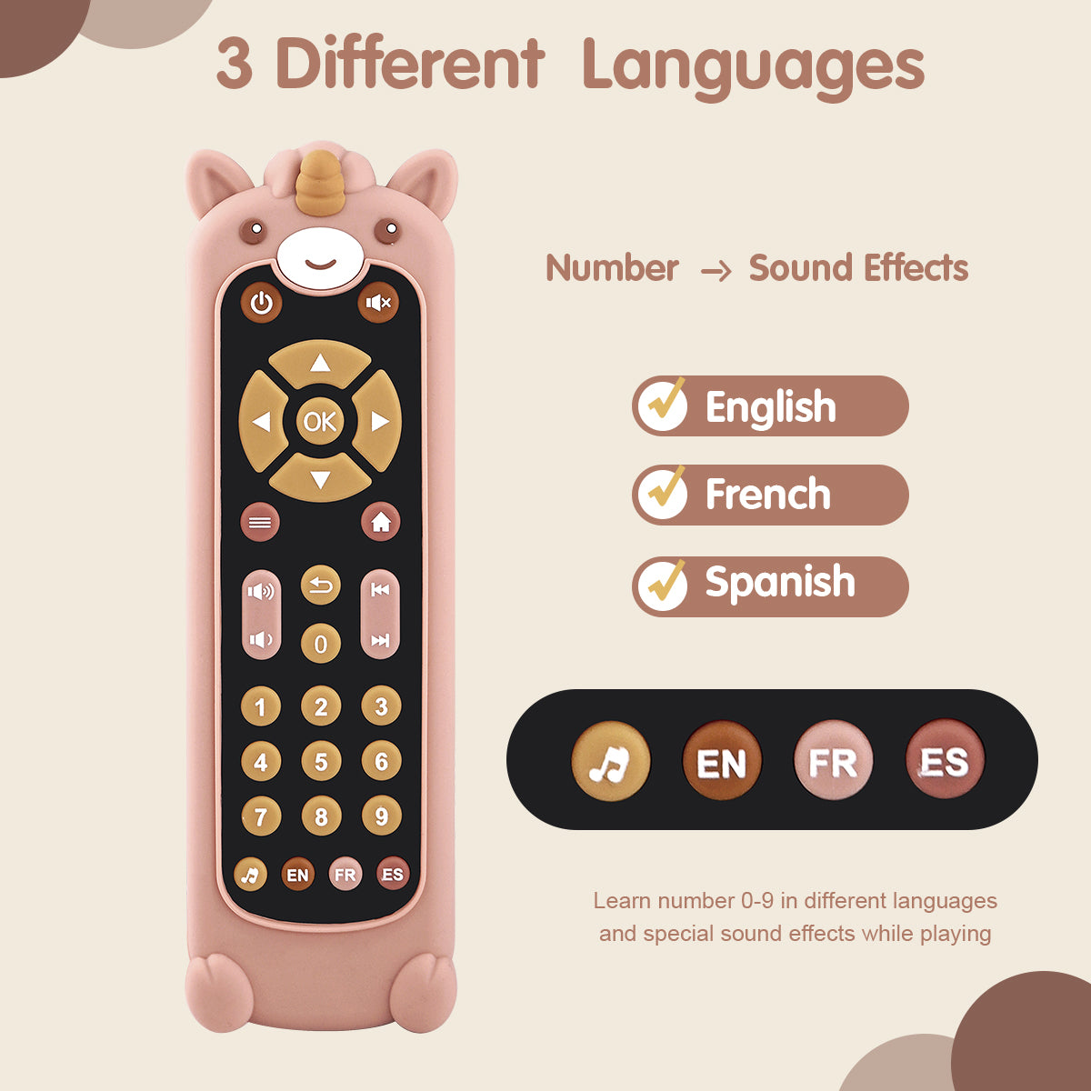 Trilingual Pretend Remote Control Toy with Silicone