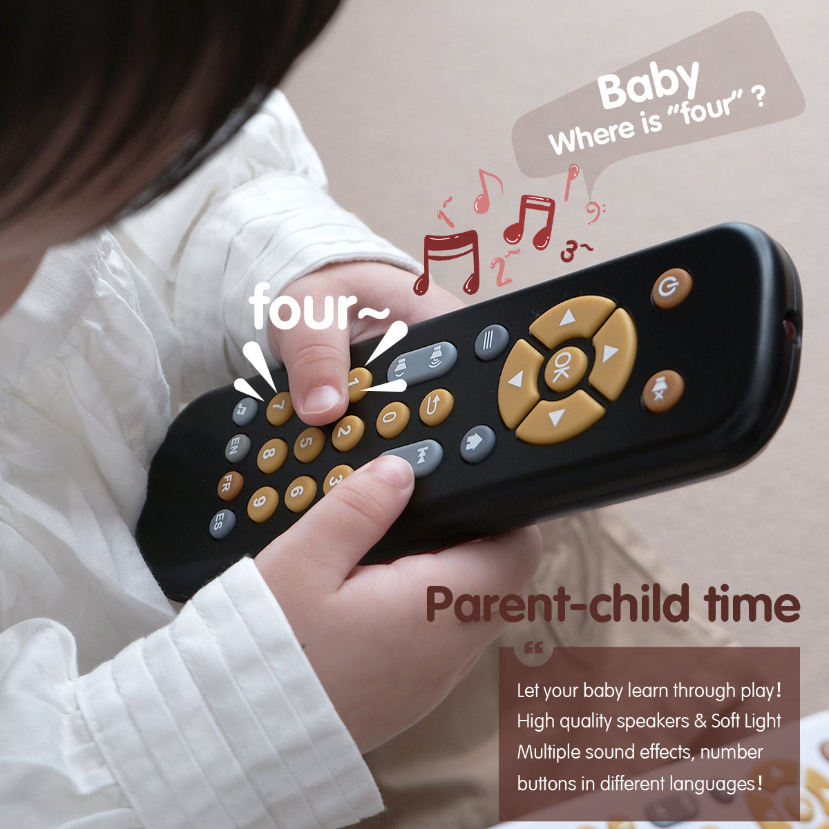 Trilingual Pretend Remote Control Toy | Black