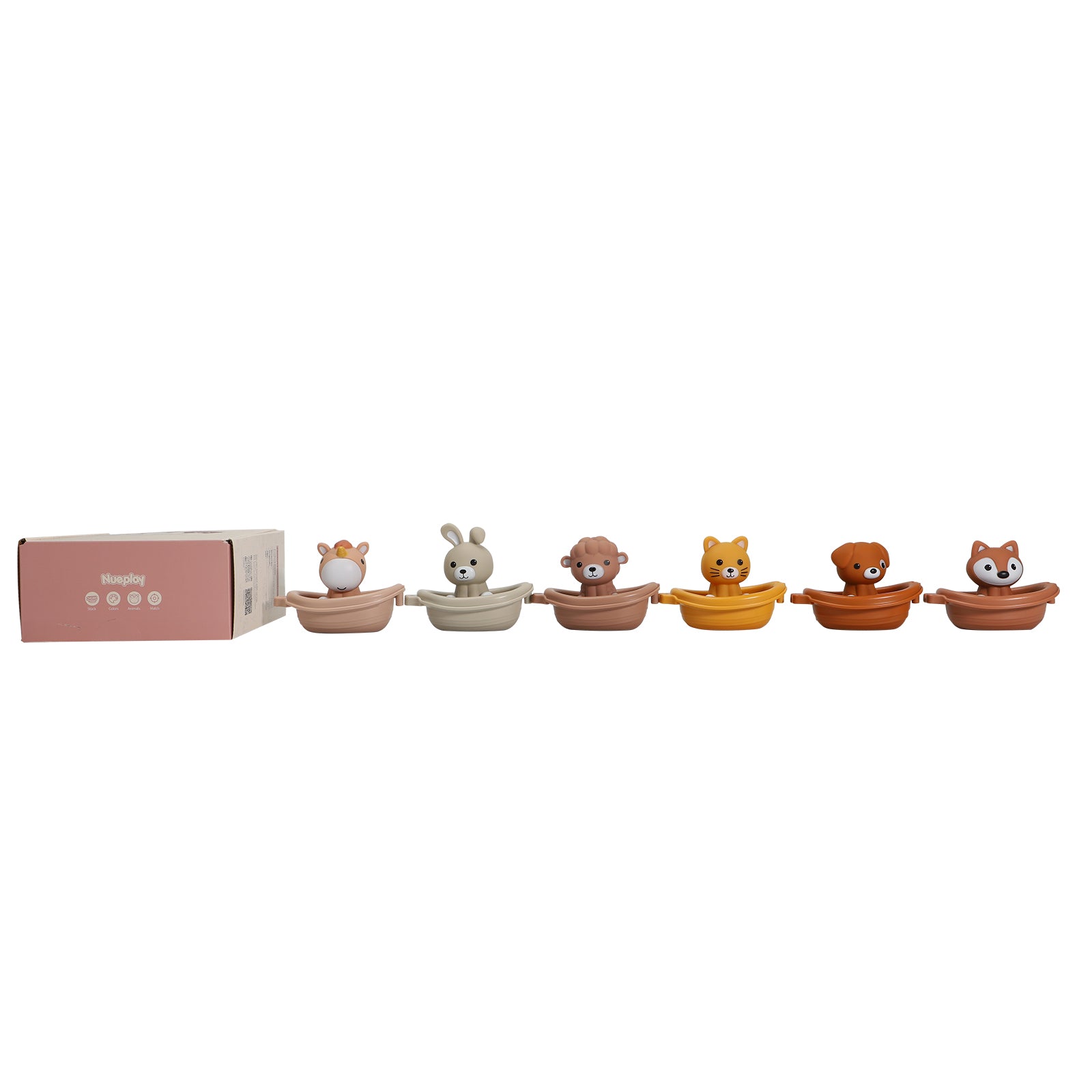 2-in-1 Stackable Boats & Animal Puppets | 6 Pack