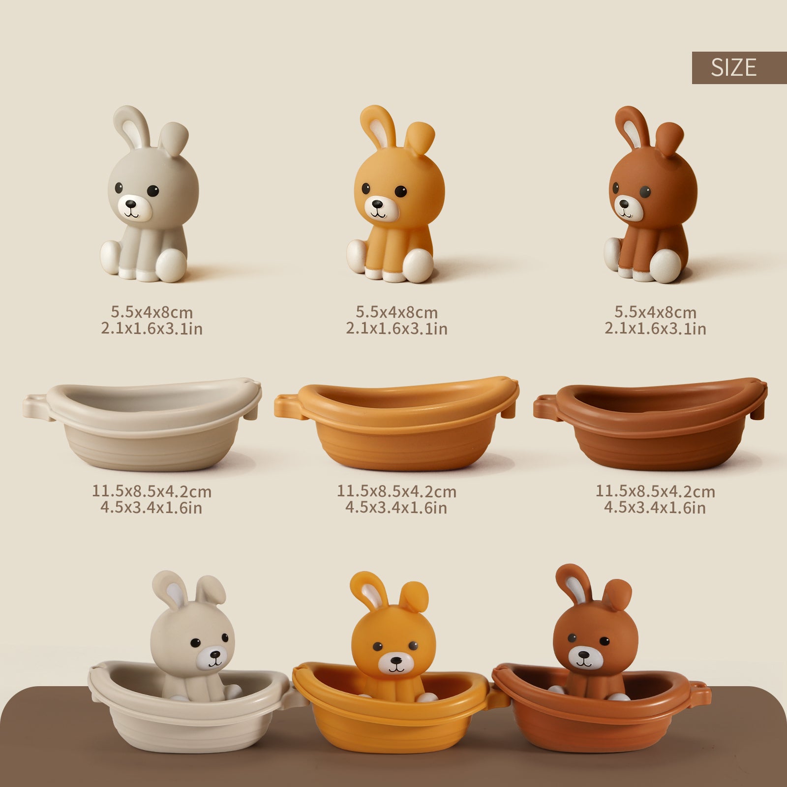 2-in-1 Stackable Boats & Bunny Puppets | 3 Pack