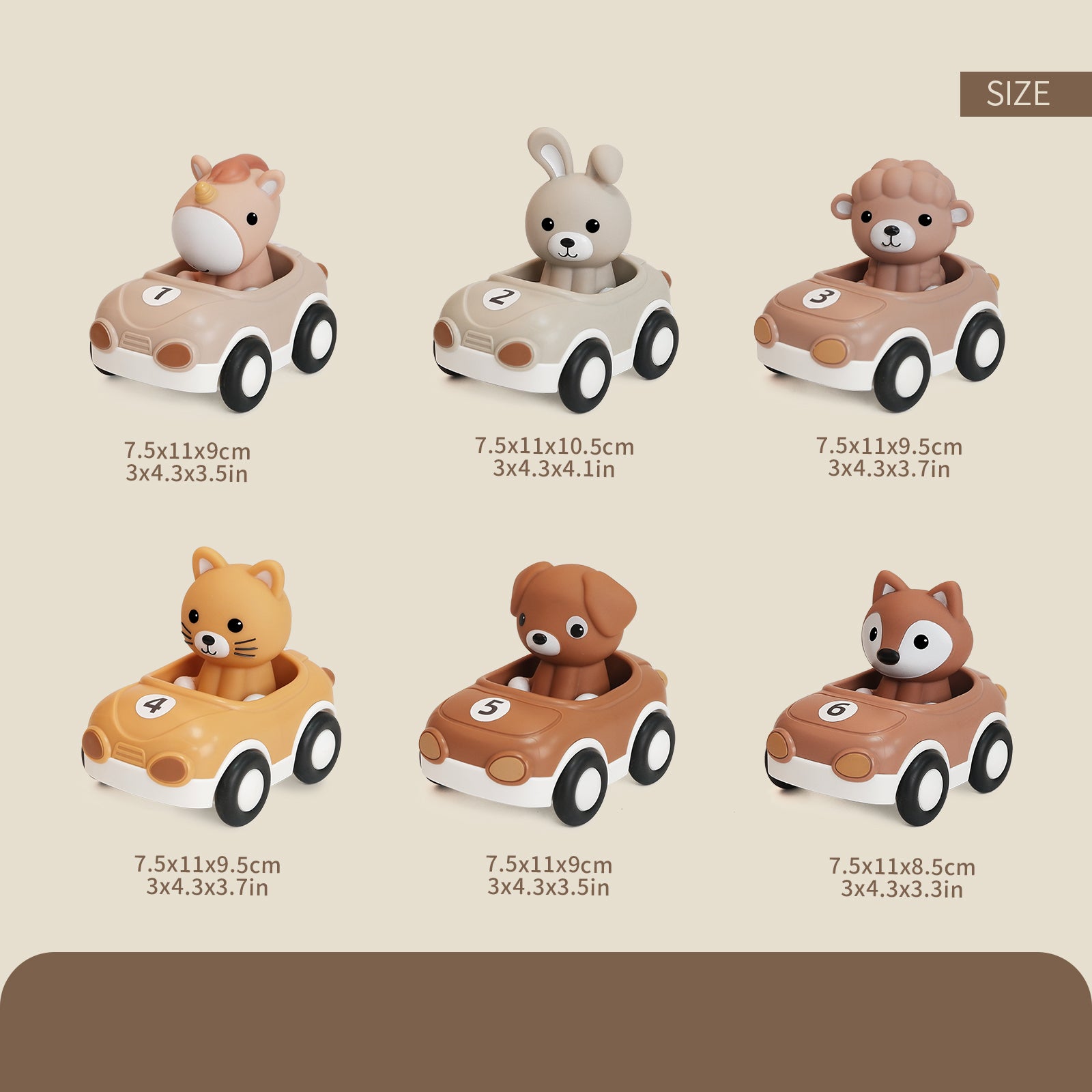 Animal Push & Go Vehicle Set | 6 Pack