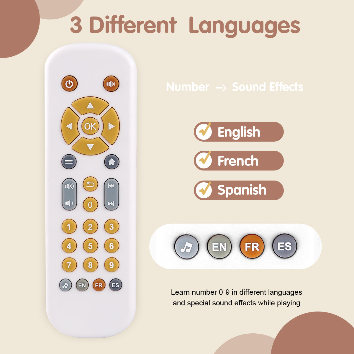 Trilingual Pretend Remote Control Toy | White