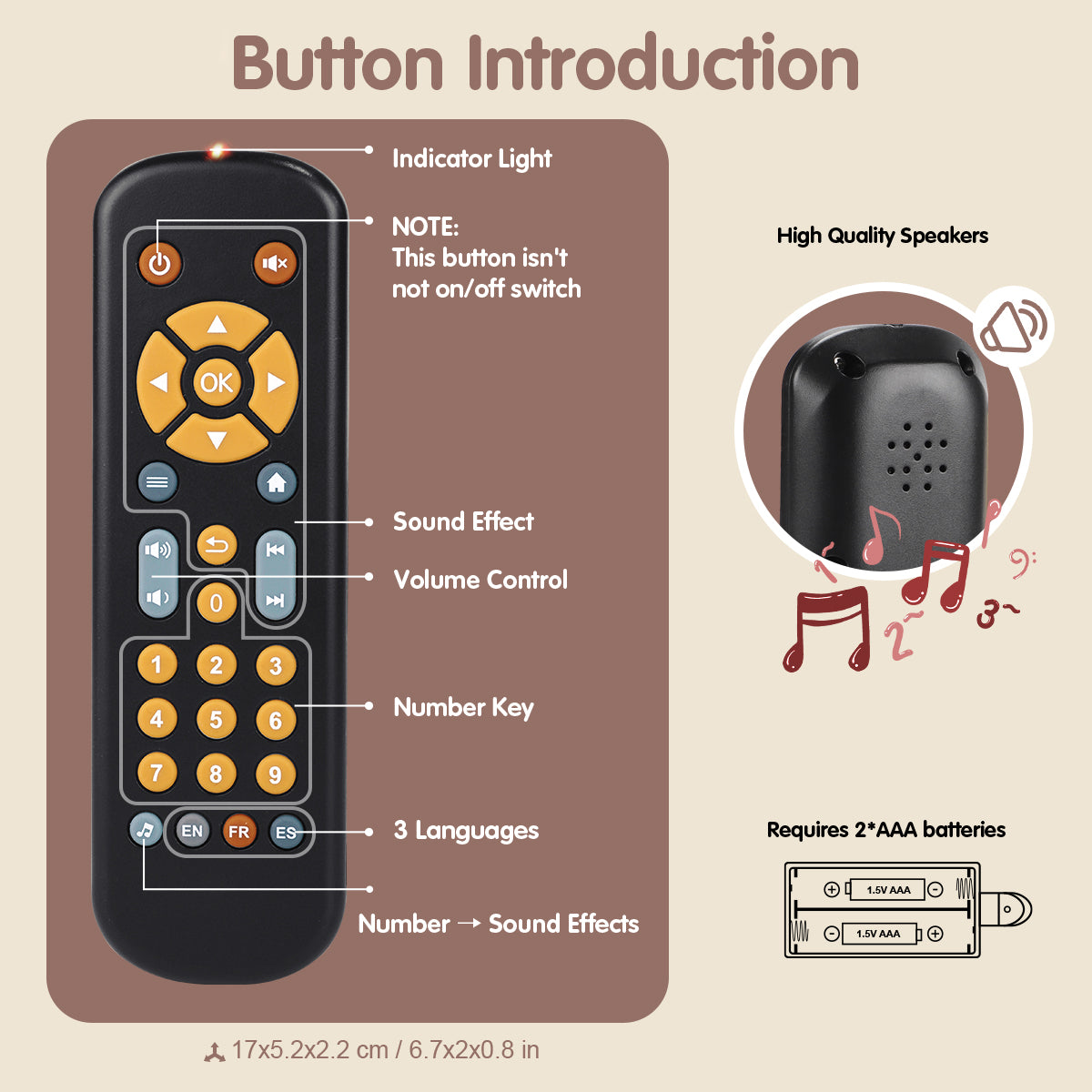 Trilingual Pretend Remote Control Toy | Black