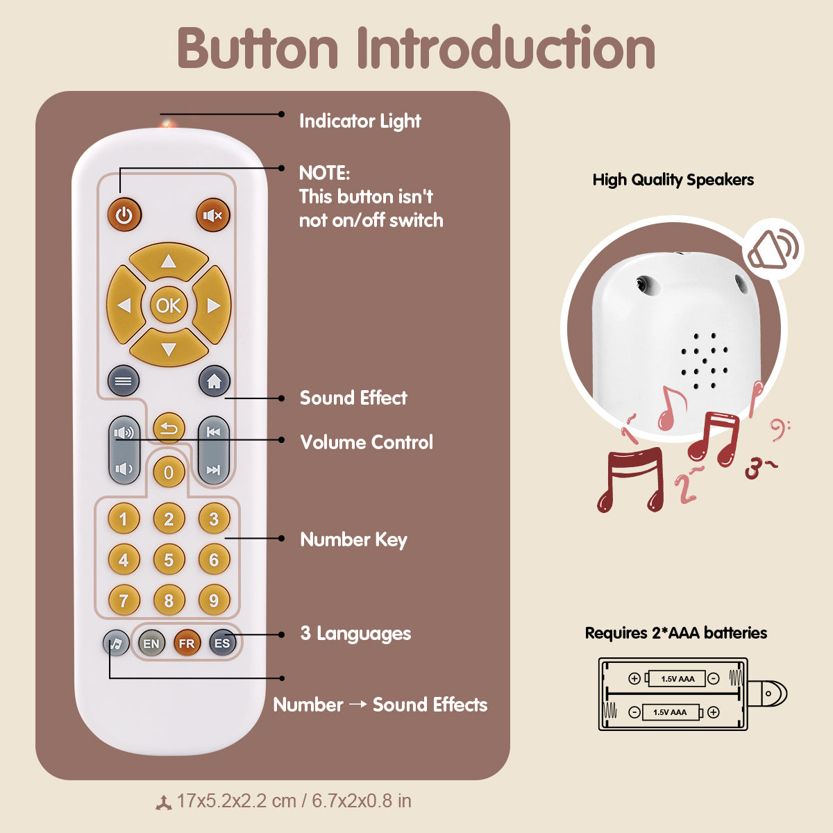 Trilingual Pretend Remote Control Toy | White