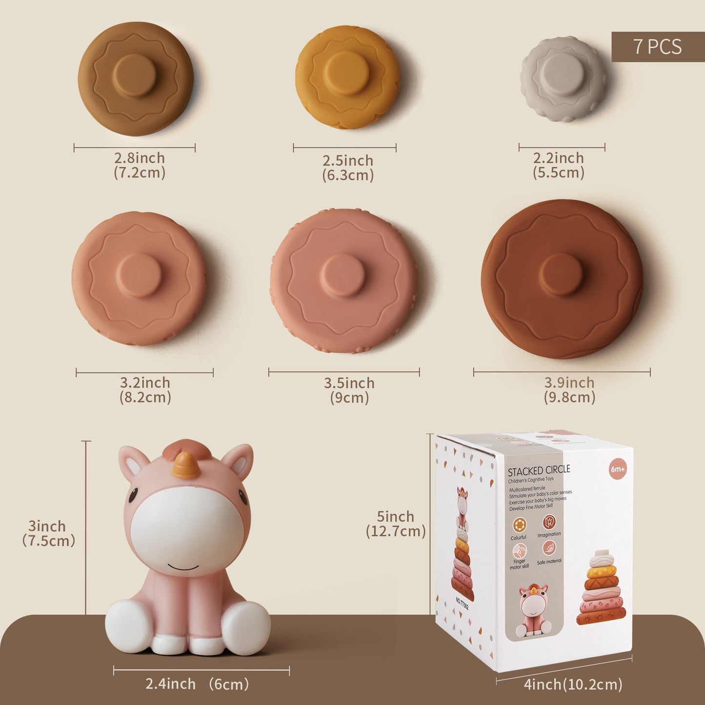 Nueplay 7-teiliges Stapel- und Nestspielzeug für Babys